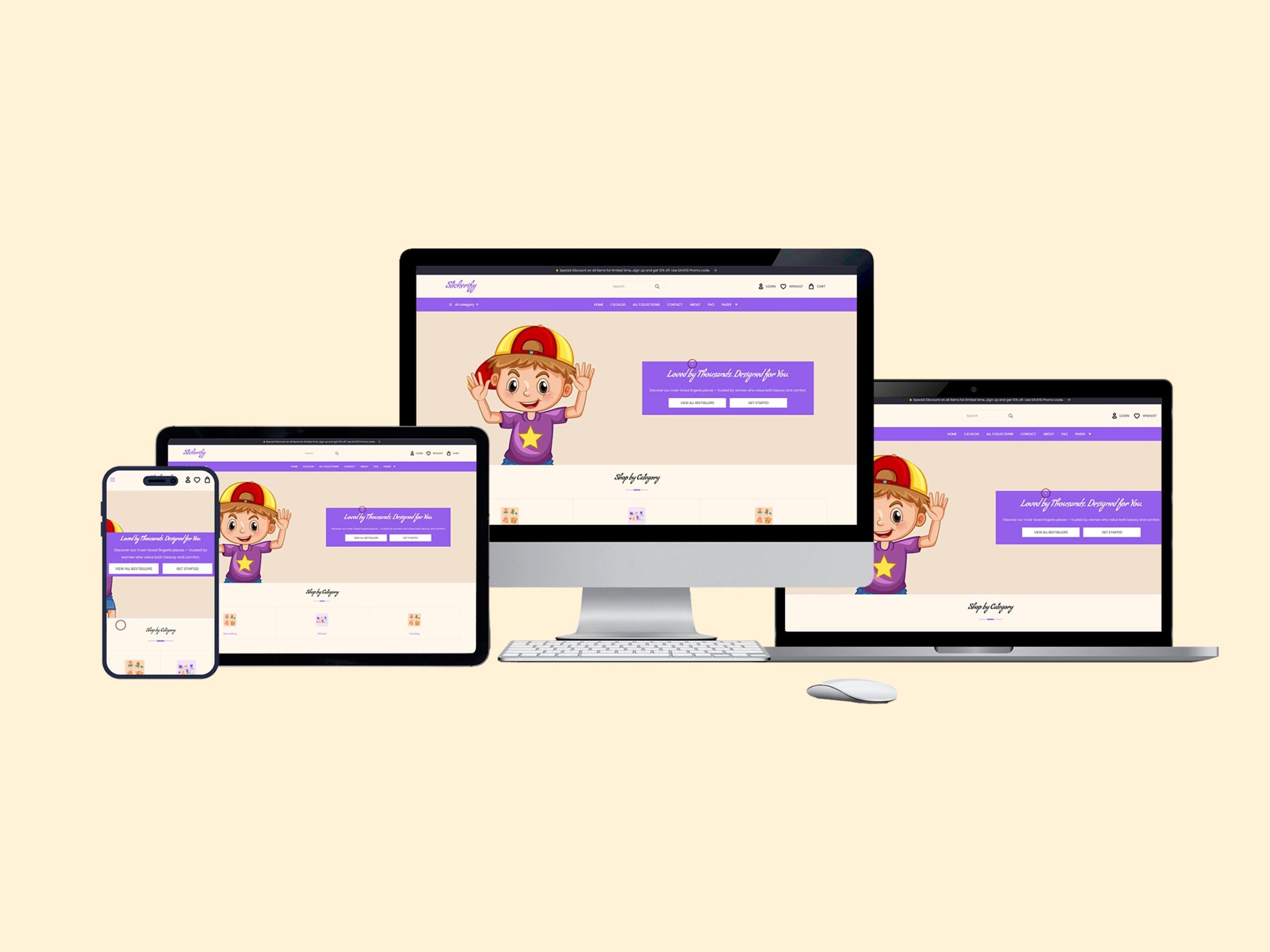 Stickers Shopify Theme | Responsive Design | Fast Loading | Easy Setup | Free Installation | Lifetime Free Support | Website | Exclusive